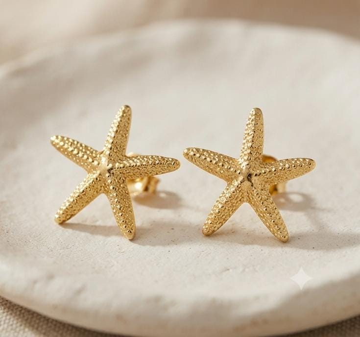 حلق Golden starfish ستانلس ستيل - مقاوم للصدأ شامل ضمان