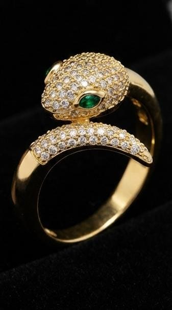 خاتم الثعبان الذهبي  صغير ستانلس ستيل - مقاوم للصدأ شامل ضمان