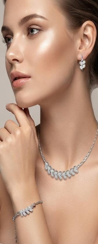 طقم كوليه Crystal hearts ستانلس ستيل - مقاوم للصدأ شامل ضمان